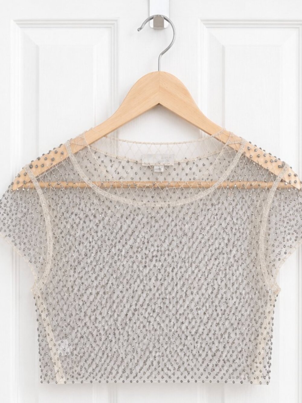 Sheer Rhinestone Mesh Crop Top - Picture 3 of 5